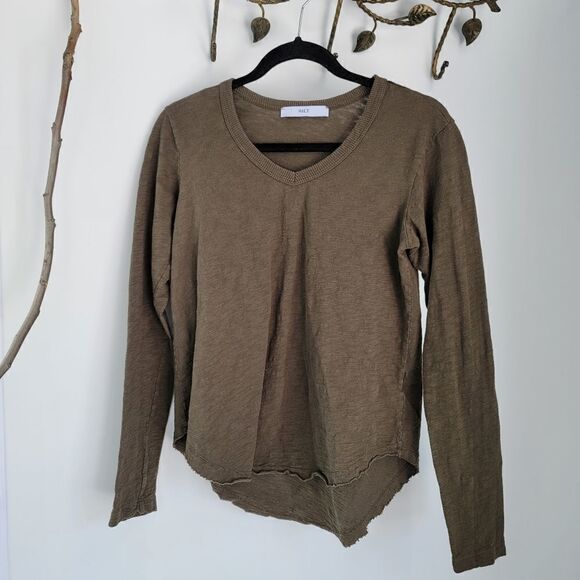 Wilt long sleeve round hem khaki green top - Picture 1 of 7